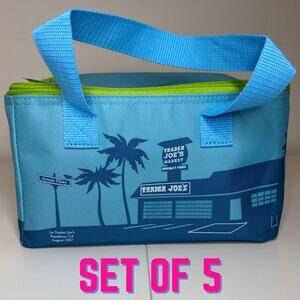 Set of 5 Trader Joe’s Mini  Insulated Cooler Tote Bags Summer 2025 Sea Blue NWT!